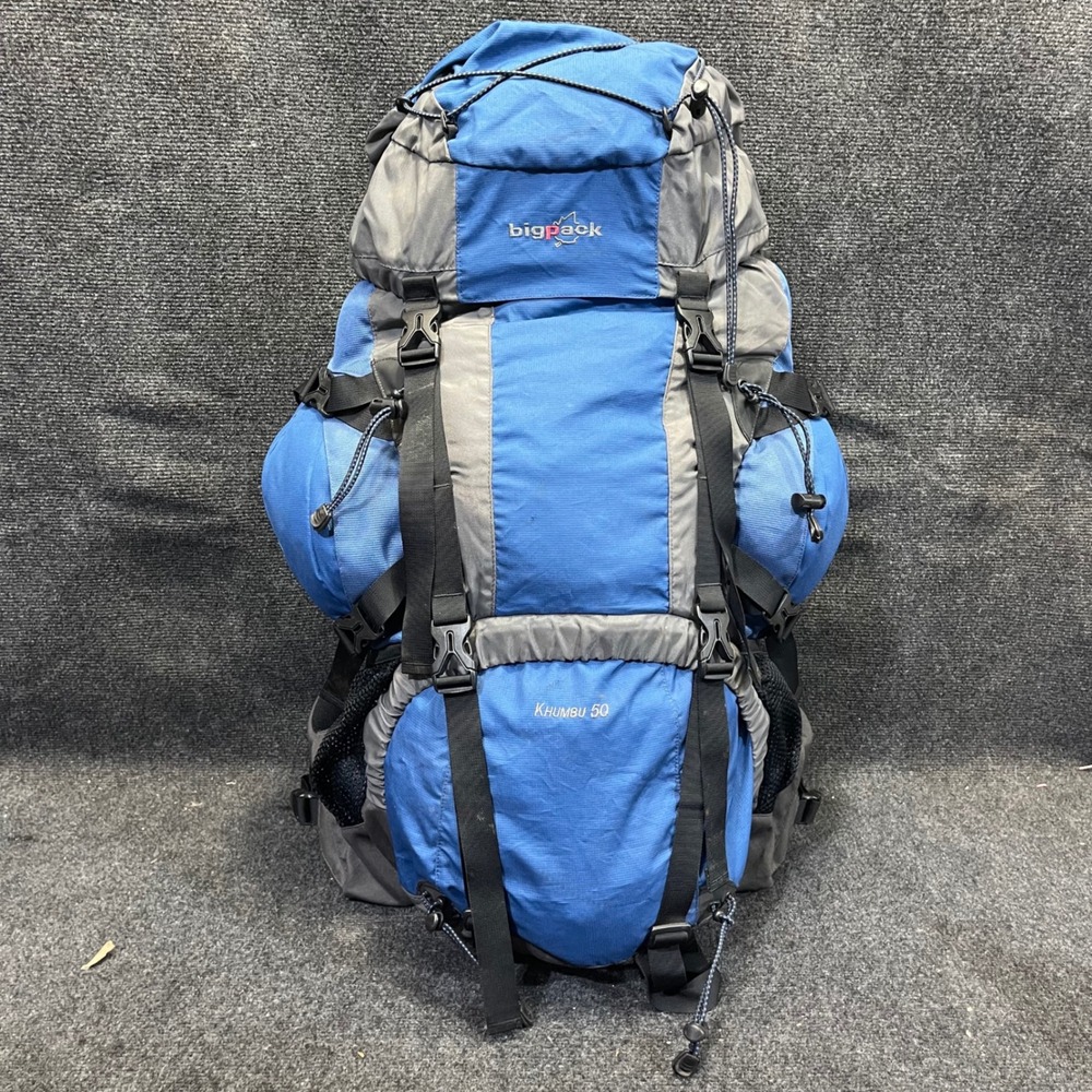 Big Pack Khumbu 50 Liter Hiking Backpack Blue Gray Internal Frame Camping Lafuma